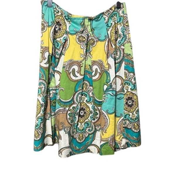 Sunny Leigh Dresses & Skirts - Sunny Leigh Multicolor Paisley Print Pleated Skirt Size 8 Mod Retro